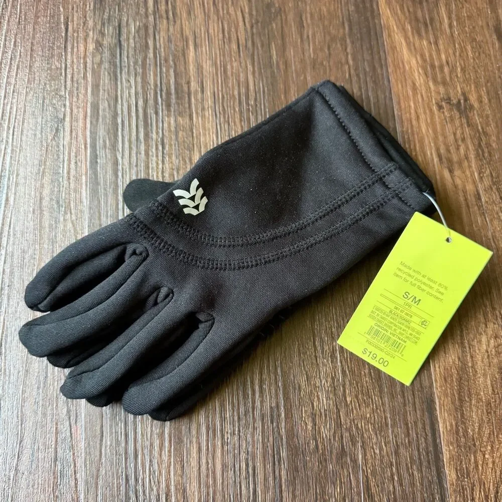 NWT All in Motion Women's S/M Black Warm Fleece Lined Gloves Stretchy, Palm Grip